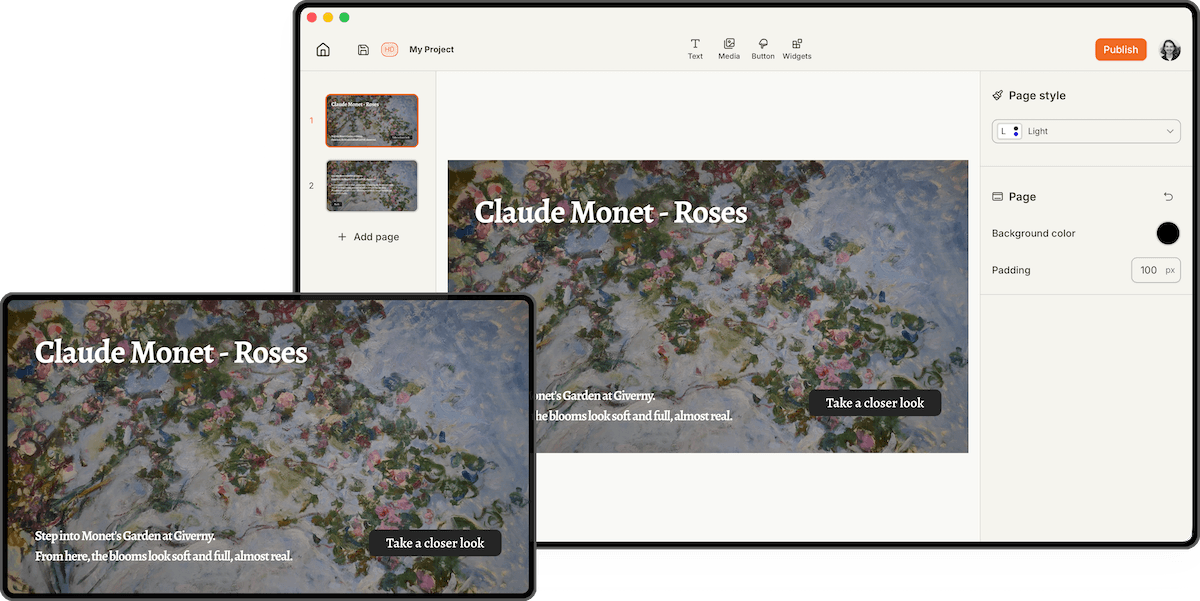 the kaptive editor interface showing how to create interactive screens