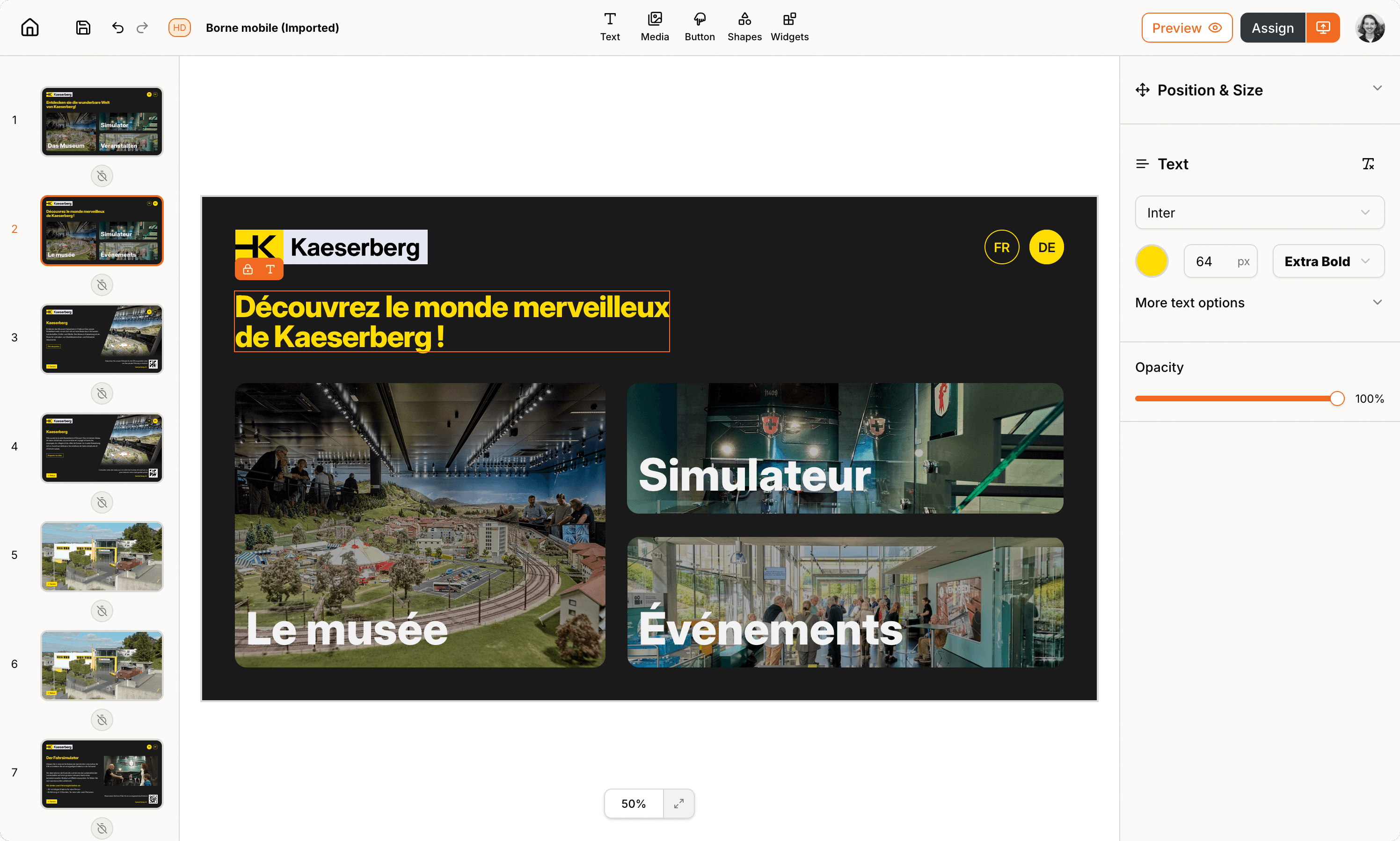 Kaptive Editor with museum project
